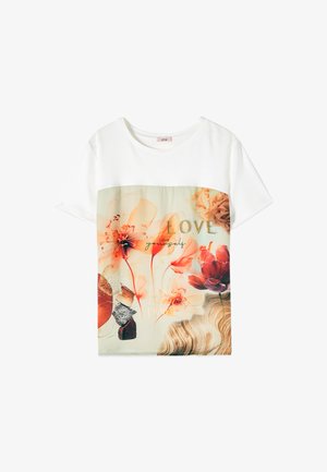 Oltre, T-SHIRT CON INSERTO STAMPATO - Camiseta estampada - arancione