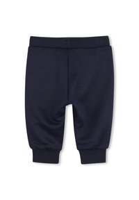 Pantaloni sportivi blu navy realizzati in tessuto morbido. Presentano una vita e polsini elasticizzati, con una vestibilità comoda. Design semplice senza motivi.