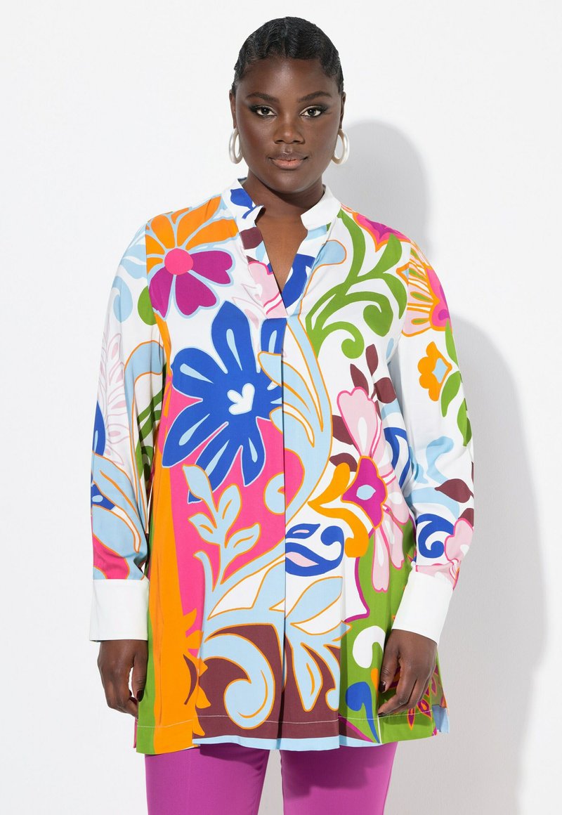 Ulla Popken COLORFUL FLOWER - Tunikaer - snow white