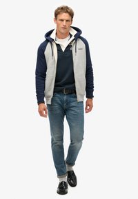 Superdry & Co ESSENTIAL BASEBALL - Sudadera con cremallera - athletic grey marl rich navy marl