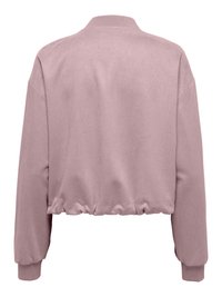 Veste courte à manches longues rose lavande avec ourlet et poignets élastiqués, vue de dos.
