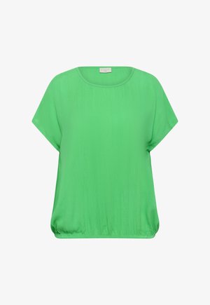 Svijetlozelena bluza kratkih rukava s okruglim izrezom i elastičnim rubom, prikazana na bijeloj pozadini.