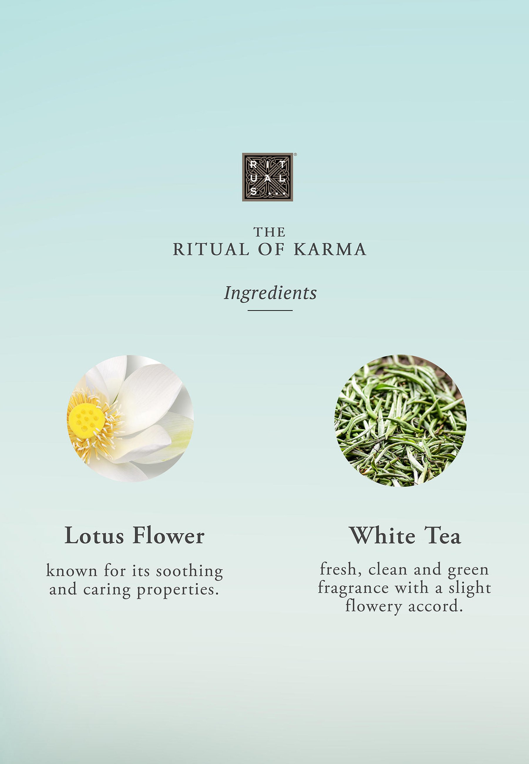 Candela Profumata RITUALS The Ritual Of Karma - Fiore Di Loto E Tè Bianco, 290g, Fino A 50 Ore