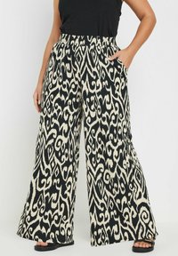 Yours Clothing ABSTRACT WIDE LEG - Broek - black