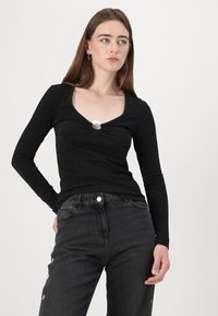 Elisabetta Franchi TROUSERS - Ravne kavbojke - black denim