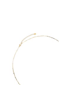 Gouden halsketting met een delicate kettingontwerp met variërende schakels, waaronder ovale en ronde schakels. Inclusief een verstelbare sluiting.