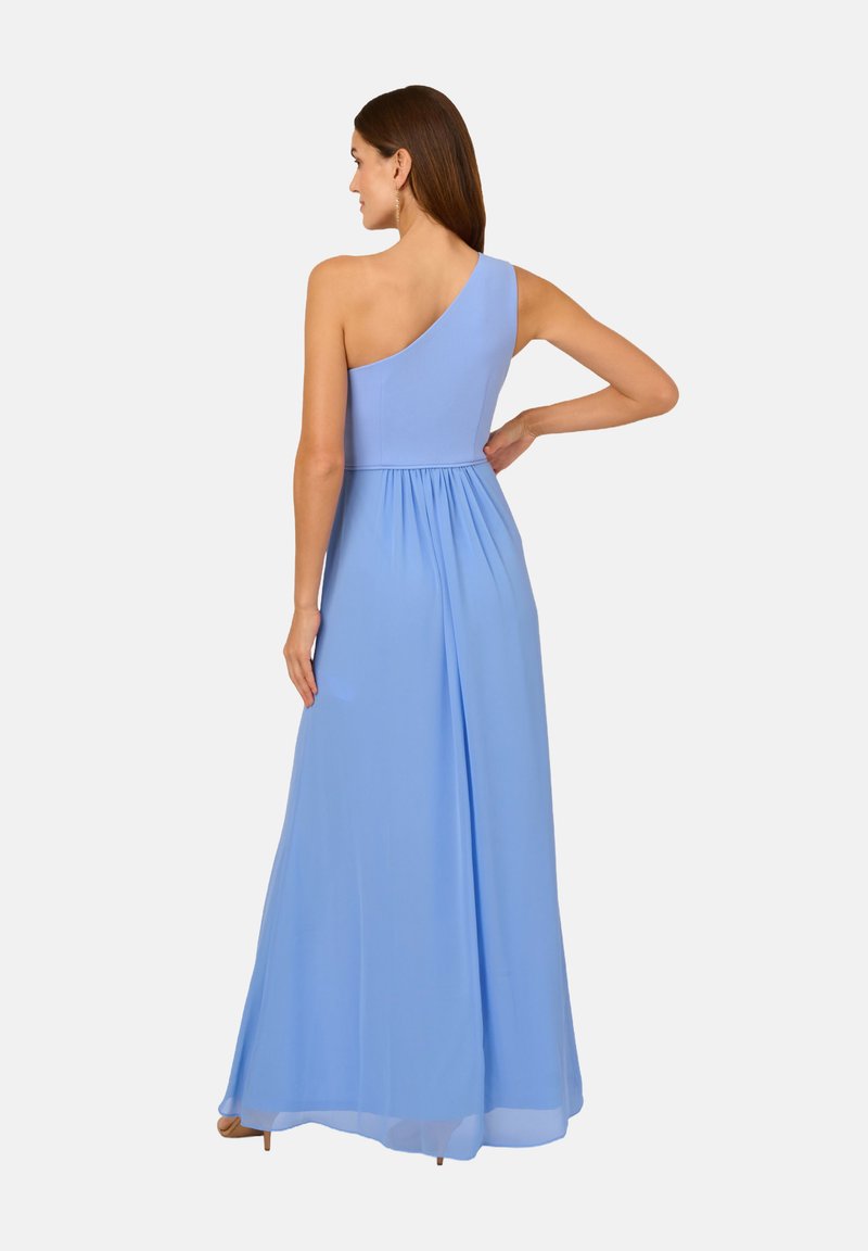 adrianna papell ice blue dress Adrianna Papell Womens Sequined One Shoulder Formal Dress Blue 4