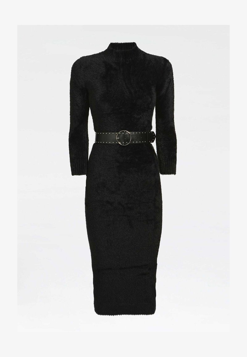 Guess Mit Gurtel Hoher Kragen Etuikleid Schwarz Zalando De