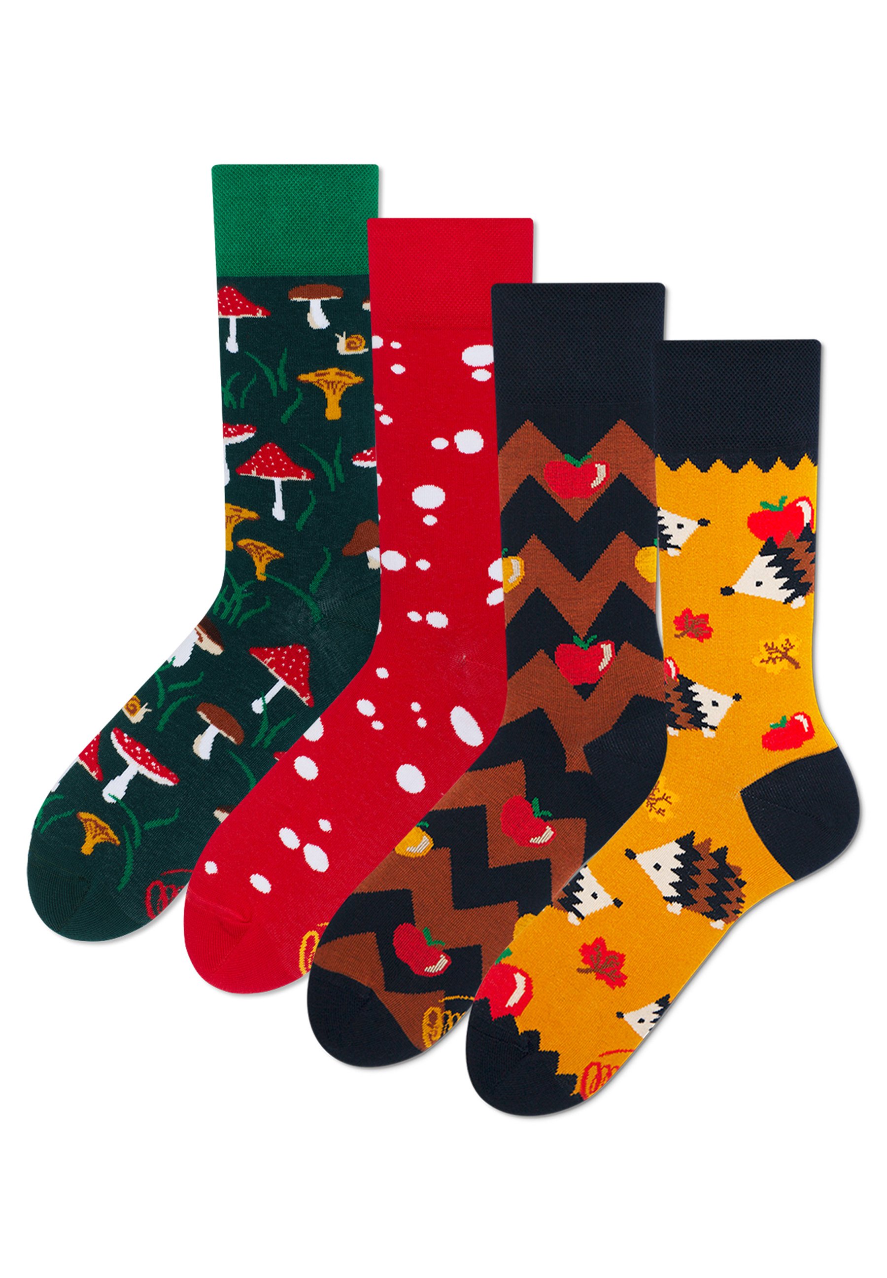 Many Mornings Socken 'Meet The Shrooms' – Einzigartiges Design, 80% Baumwolle, Weich, Als Geschenk Geeignet