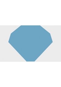 Elemento decorativo hexagonal de color azul claro con superficies planas y bordes afilados, contra un fondo blanco.