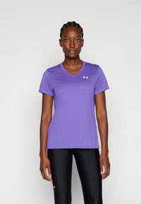 Under Armour SOLID - Sports T-shirts - lavish/white