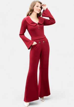 BELL-BOTTOM WITH COLLAR DETAIL - Jumpsuit - wine