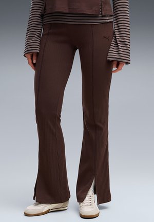 Puma HER RIB FLARED LEGGINGS - Leggings - chocolate fondue