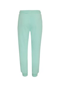 Mintgrüne Jogginghosen mit einem gerippten Bündchen und Säumen, aus weichem Stoff gefertigt, mit einem schmal zulaufenden Bein-Design. Schlicht ohne Muster oder Akzente.