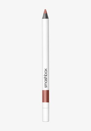 Smashbox lip pencil with a white body, rose-colored pencil tip, and a silver-gray end. Smooth texture; cylindrical shape.
