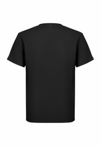 Zwart T-shirt met korte mouwen en ronde hals, gemaakt van katoen, met een effen ontwerp en een gladde textuur, geschikt voor casual draag.