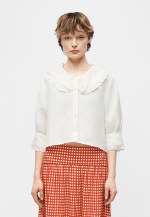 JEMIMA CROP - Blúzka so zapínaním na gombíky - white