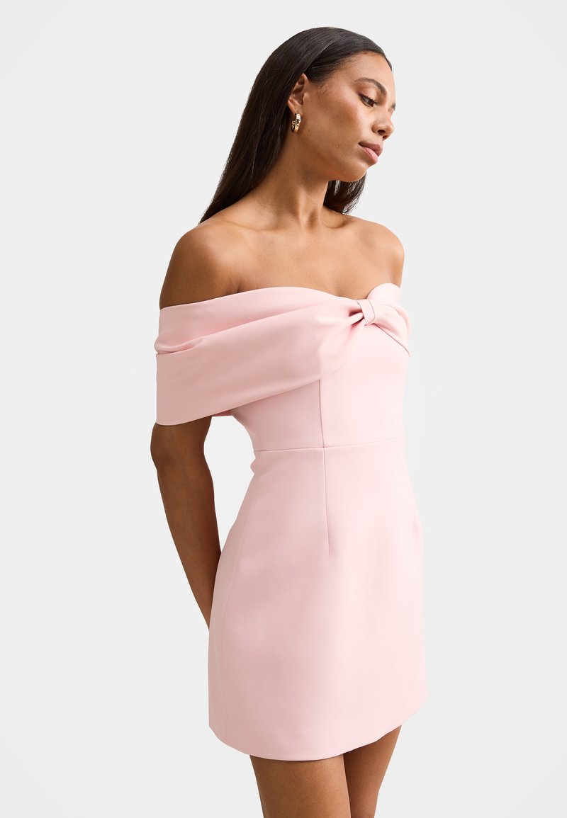 pink corset hoco dress Short Fit-and-Flare Homecoming Dress with Sheer Corset Blush / 6