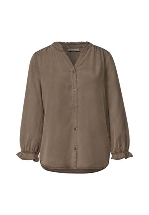 Street One, 3/4-SLEEVE BLOUSE WITH SPLIT NECK AND RUFFLES - Chemisier - saddle brown