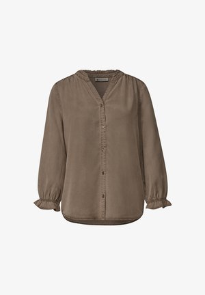 Street One, 3/4-SLEEVE BLOUSE WITH SPLIT NECK AND RUFFLES - Camicia - saddle brown