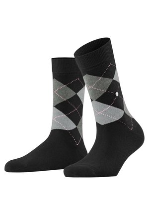 QUEEN RAUTENMUSTER LOGOEMBLEM - Chaussettes - schwarz/grau/rosa