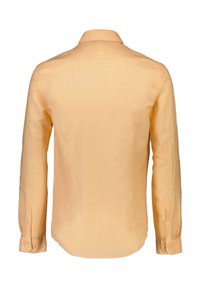 Helles, gelbes Langarmhemd mit Kragen und Knopfmanschetten. Aus einem glatten Stoff gefertigt, mit einem schlichten Design und schlanker Passform.