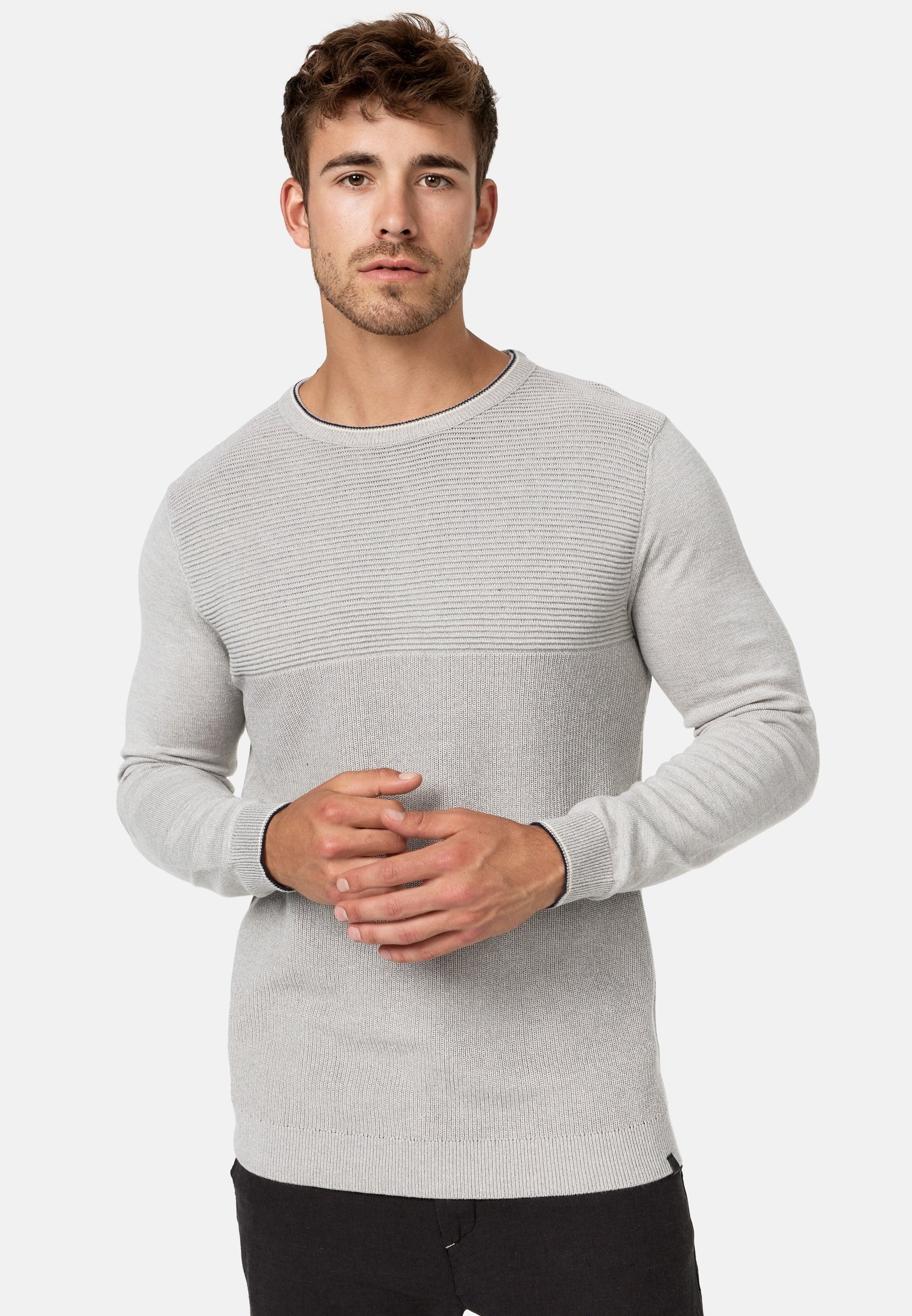 Indicode Heren Gamal Knit Sweater | Gebreide trui van 80% katoen Celestial Blue XXL