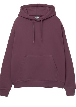 Hanorac din fleece într-o nuanță solidă de violet, cu glugă ajustabilă prin șnur, buzunar frontal tip pouch, mâneci lungi și manșete și tiv cu nervuri.