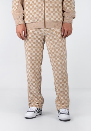 Sean John CHECK  - Træningsbukser - dark beige/ight beige