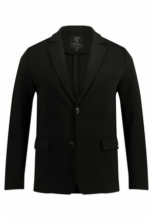 Zwarte blazer van zachte stof, met een enkele knoopsluiting, twee zakken aan de voorkant en een geknipt revers. Twee knopen aan de voorkant.