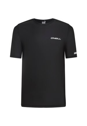 Zwarte sport T-shirt met korte mouwen, gemaakt van vochtafvoerende stof. Beschikt over het O'Neill-logo in het wit op de borst en accentstukken op de mouwen.