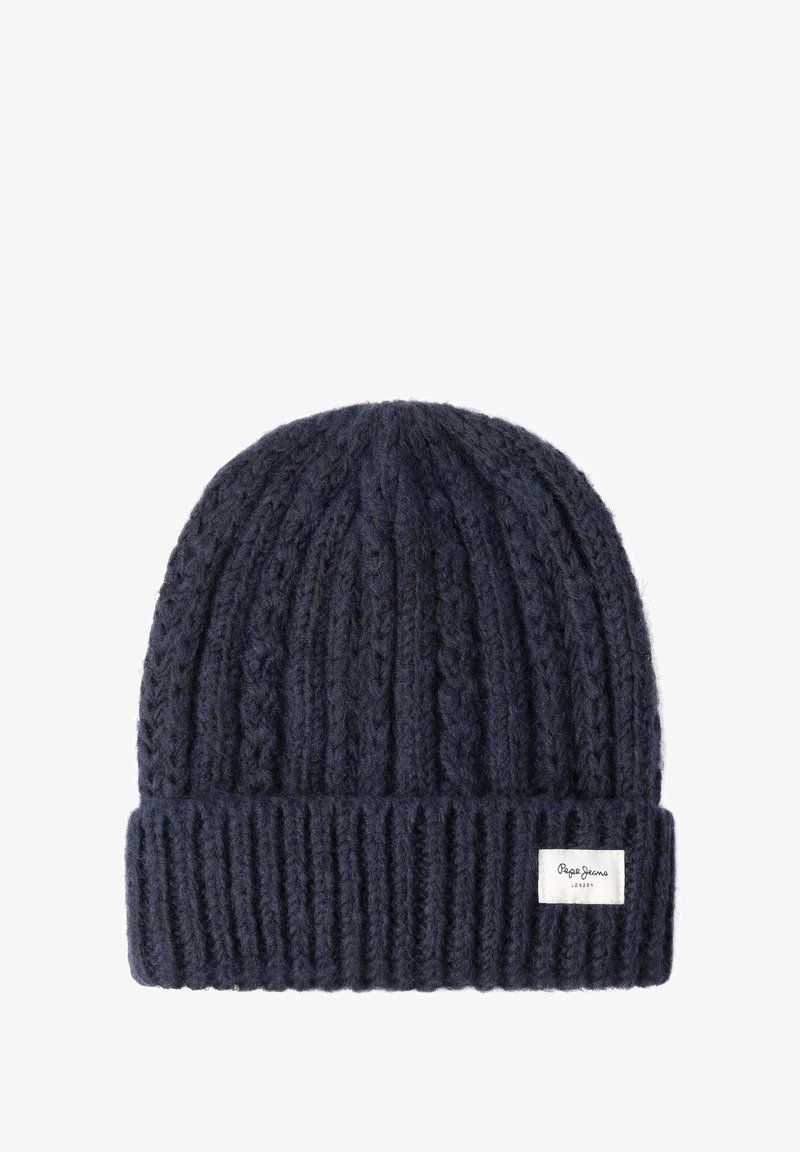Námořnická pletená čepice s ribbovaným lemem. Vyrobena z texturované vlny s kabelkovým vzorem. Má malou značkovou etiketu na lemu.