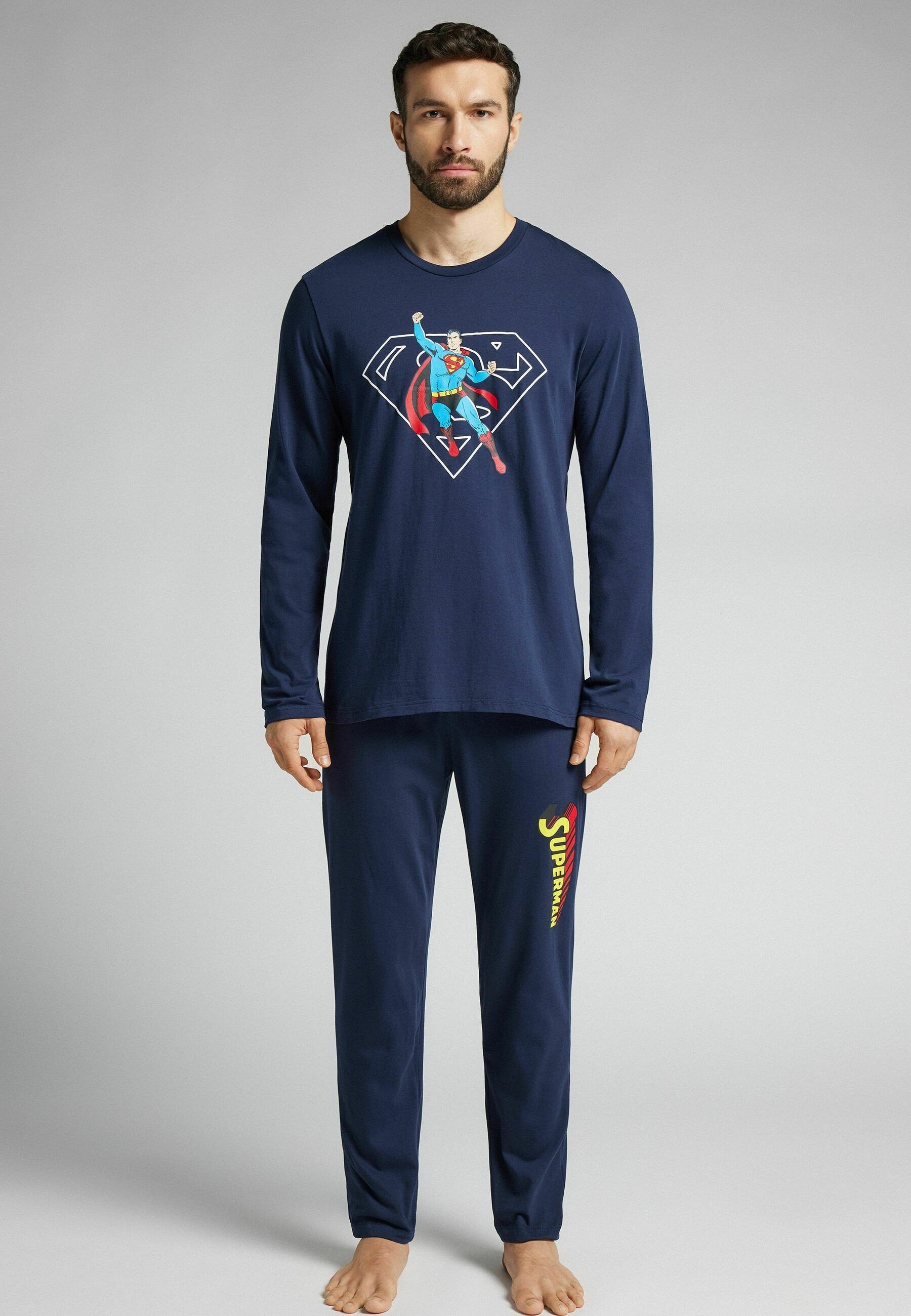 Pull Superman Garçon Manches Longues Bleu/rouge – Taille M (7/8 Ans) Style Athlétique