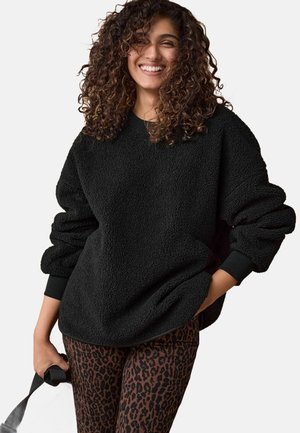 RELAXED FIT BACK LONGLINE CREW NECK - Fleecepaita - black