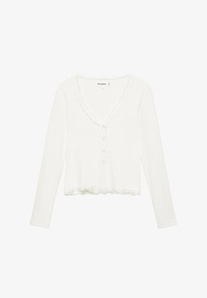 PULL&BEAR, LACE TRIM WITH BUTTONS - T-SHIRT - Gilet - white