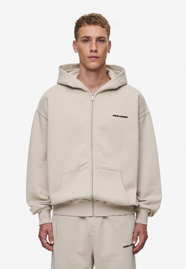 LOGO OVERSIZED JACKET - Zip-up sweatshirt - washed light beige