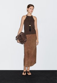 Massimo Dutti HALTER NECK - Top - dark brown