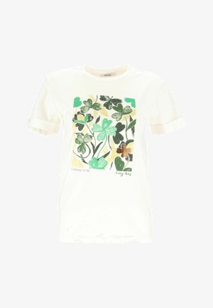 MIT KLEEBLATT-ARTWORK - Print T-shirt - weiß