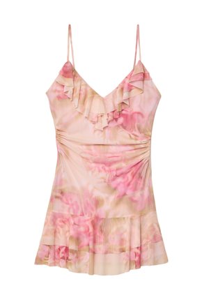 Stradivarius PRINTED WITH RUFFLES  - Vapaa-ajan mekko - light pink