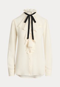 Lauren Ralph Lauren Petite RUFFLE TRIM GEORGETTE BLOUSE - Camicetta - mascarpone cream/black