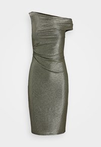 METALLIC ONE SHOULDER COCKTAIL DRESS - Trikotāžas kleita - botanic green/gold-coloured