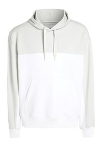 Sudadera con capucha en gris claro y blanco, fabricada en un tejido suave. Cuenta con un bolsillo frontal, bloques de color en contraste y puños y dobladillo acanalados.