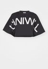 CONTRAST CROPPED LOGO - T-shirt imprimé - black