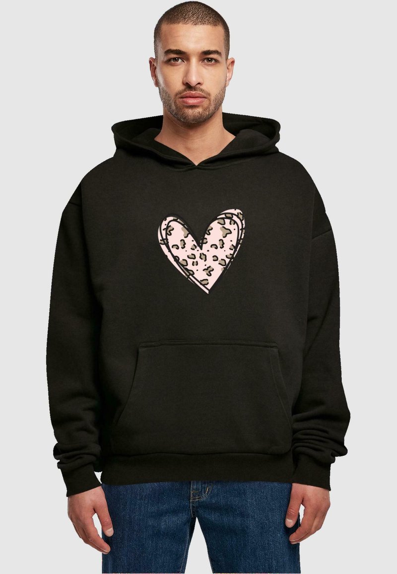 Merchcode - VALENTINES DAY LEOPARD HEART ULTRA HEAVY - Kapuzenpullover - black, Vergrößern