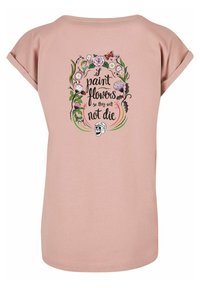 Merchcode FRIDA KAHLO SKELETON EXTENDED SHOULDER TEE - Marškinėliai su spaudiniu - duskrose