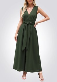 Cupshe SURPLICE WIDE LEG BELTED  - Jumpsuit - olive