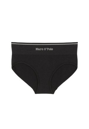 Zwarte katoenen boxershort met een gestructureerde stof, voorzien van een contrasterende grijze tailleband met het "Mare O'Polo"-logo. Traditioneel ontwerp met volledige dekking.