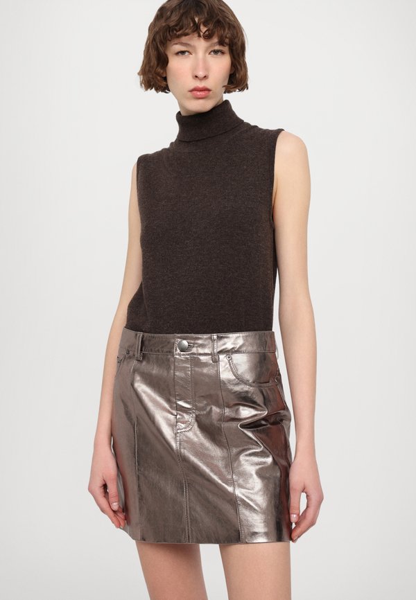 MIA METALLIC  - Mini skirt - gunmetal4