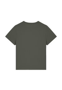 Korte mouwen T-shirt in olijfgroen, gemaakt van zachte katoen. Beschikt over een ronde hals en een eenvoudige achterkant, en biedt een losse pasvorm.
