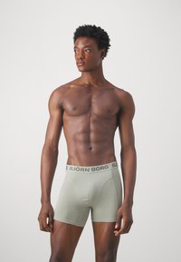 Ανοιχτό πράσινο σλιπ με φαρδιά ελαστική μέση που έχει το λογότυπο "BJÖRN BORG". Λείο ύφασμα με εφαρμοστή και ελαστική σχεδίαση.